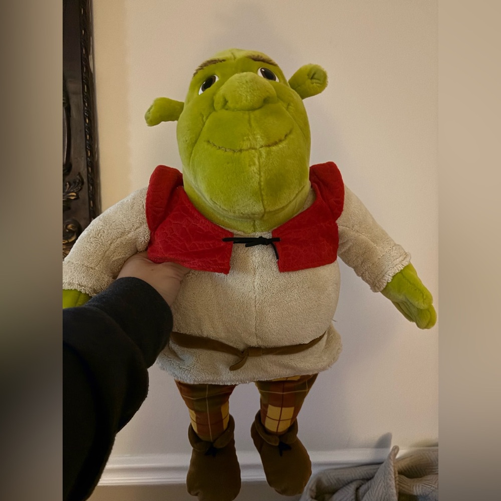 Plush Green Shrek Doll with Red Vest